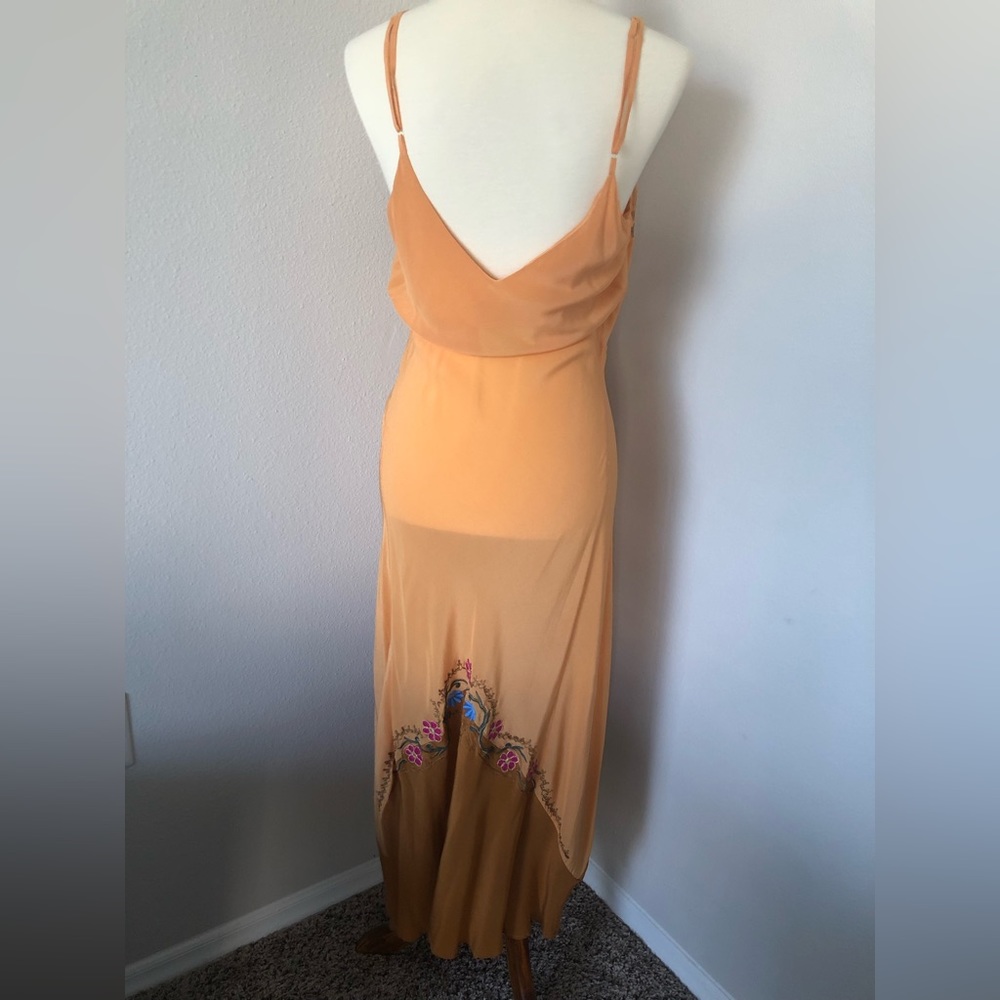 🧡Chasing Unicorns Stormy Weather embroidered silk slip dress apricot🧡 - Picture 4 of 10